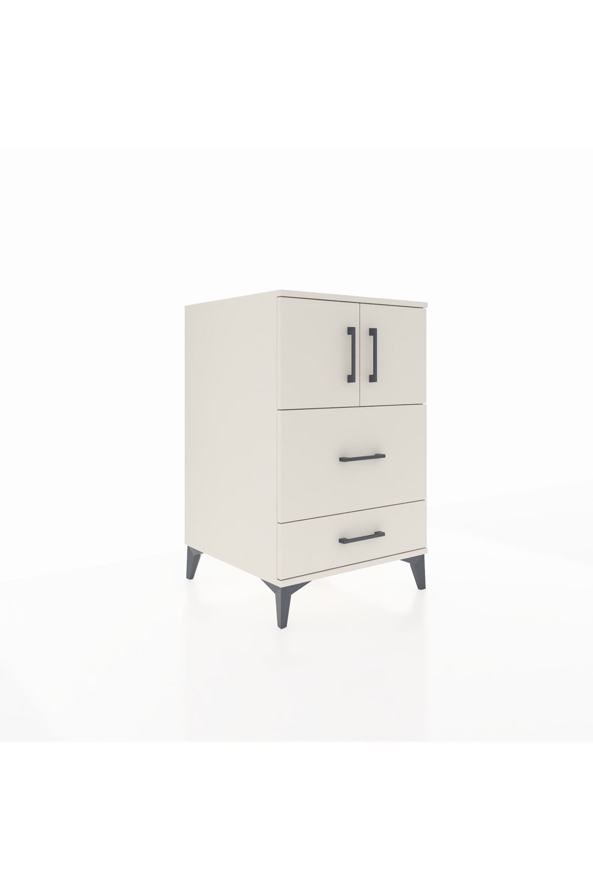 Kronos Komodin Tek Raflı 2 Çekmeceli 2 Kapaklı 60x59x96 Aytaşı-Aytaşı