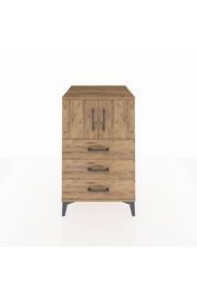 Kronos Komodin Tek Raflı 3 Çekmeceli 2 Kapaklı 60x59x96 Çam-Çam