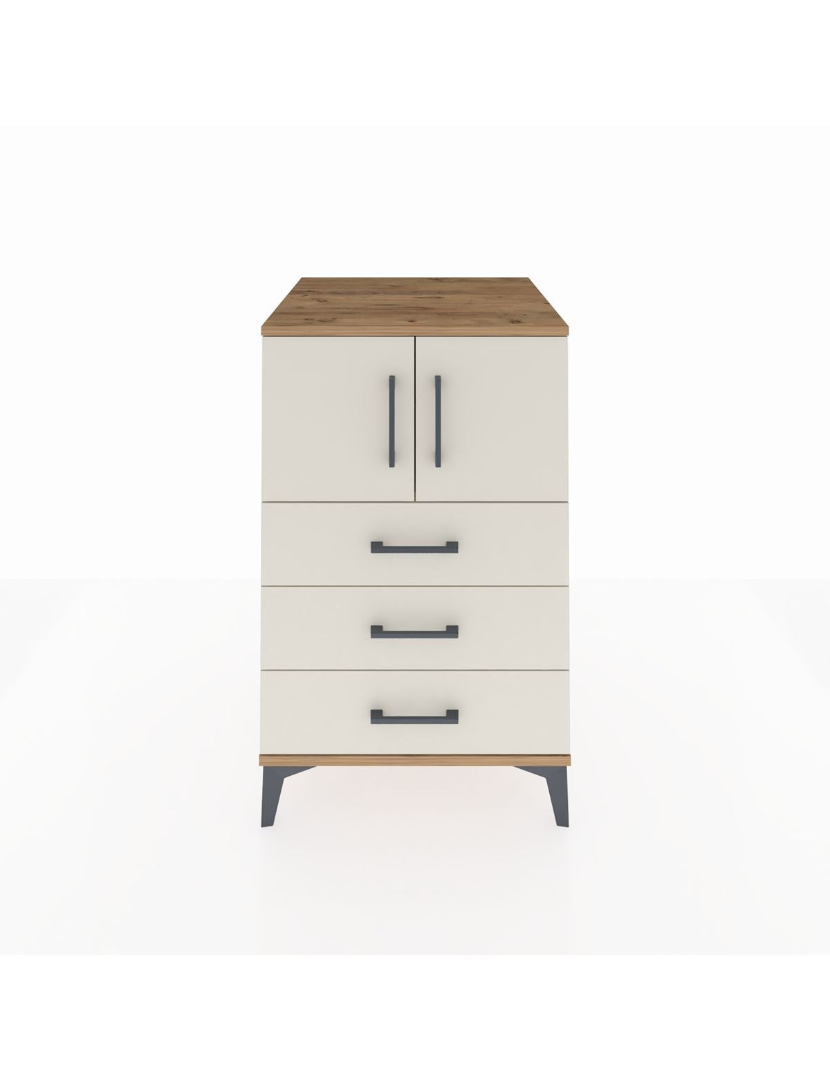 Kronos Komodin Tek Raflı 3 Çekmeceli 2 Kapaklı 60x59x96 Çam-Aytaşı