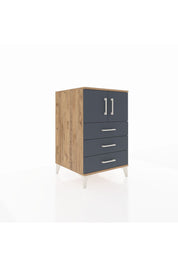 Kronos Komodin Tek Raflı 3 Çekmeceli 2 Kapaklı 60x59x96 Çam-Antrasit