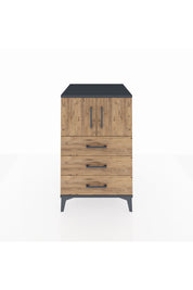 Kronos Komodin Tek Raflı 3 Çekmeceli 2 Kapaklı 60x59x96 Antrasit-Çam