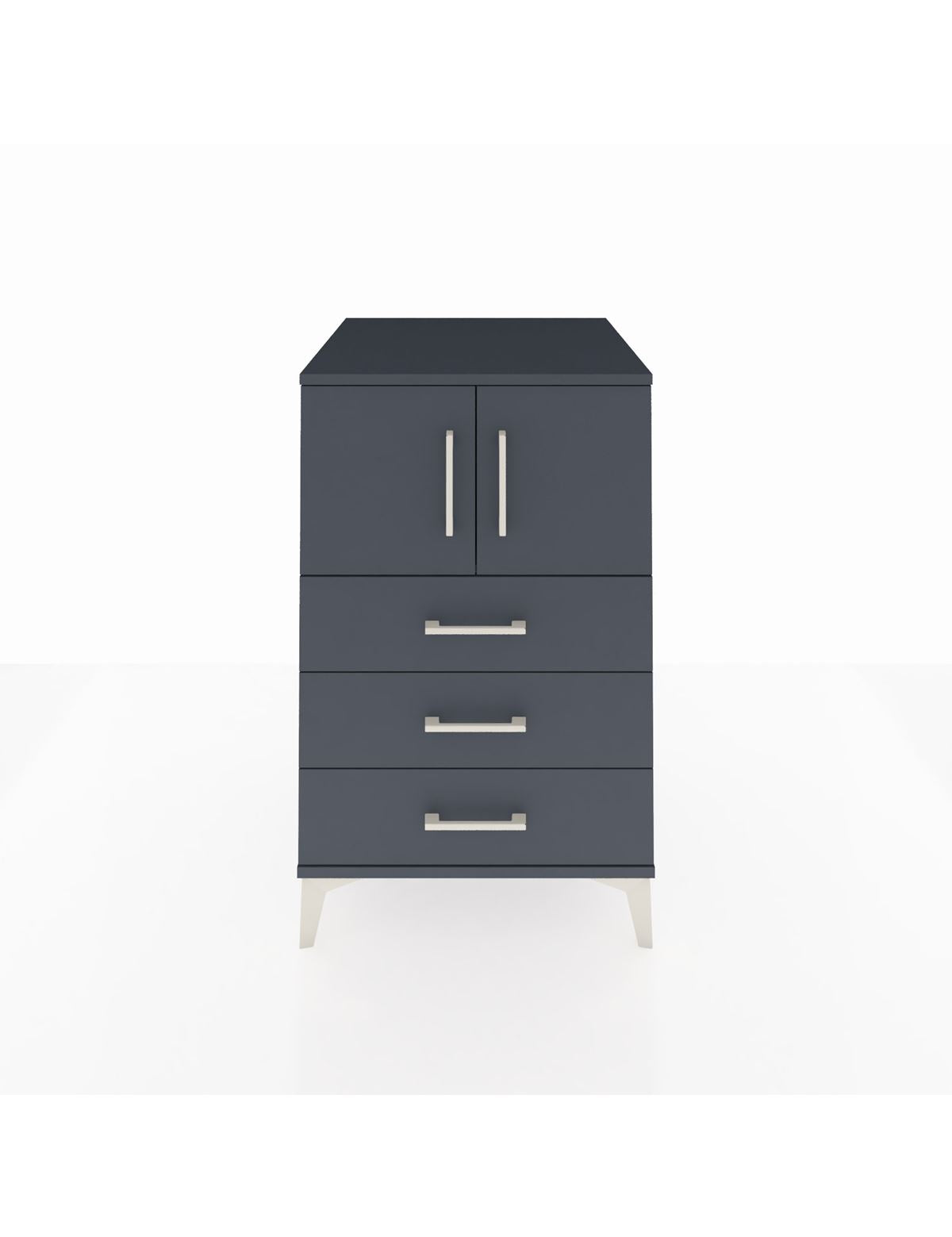 Kronos Komodin Tek Raflı 3 Çekmeceli 2 Kapaklı 60x59x96 Antrasit-Antrasit