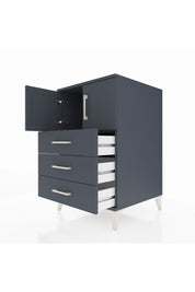Kronos Komodin Tek Raflı 3 Çekmeceli 2 Kapaklı 60x59x96 Antrasit-Antrasit