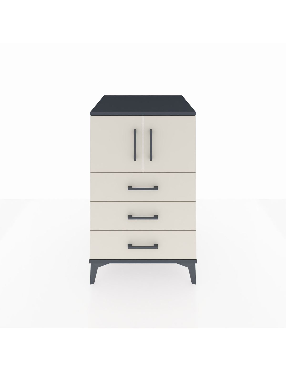 Kronos Komodin Tek Raflı 3 Çekmeceli 2 Kapaklı 60x59x96 Antrasit-Aytaşı