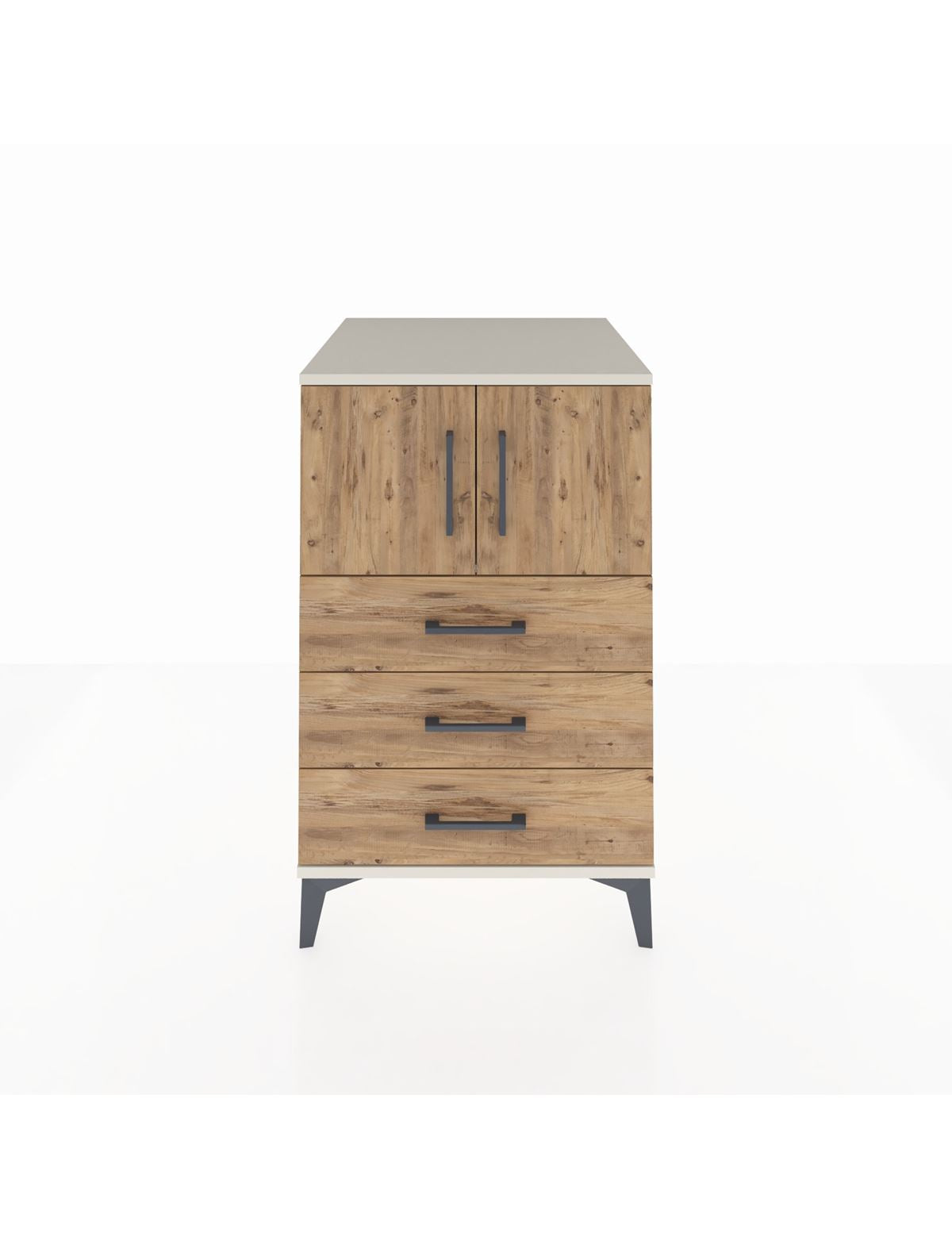 Kronos Komodin Tek Raflı 3 Çekmeceli 2 Kapaklı 60x59x96 Aytaşı-Çam