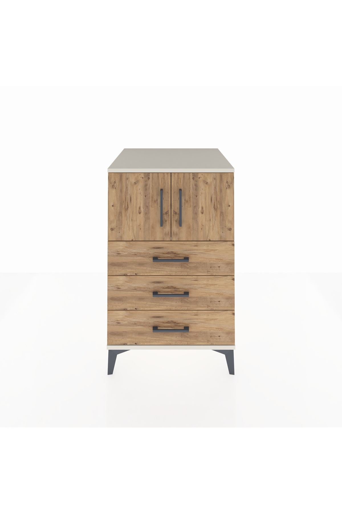 Kronos Komodin Tek Raflı 3 Çekmeceli 2 Kapaklı 60x59x96 Aytaşı-Çam