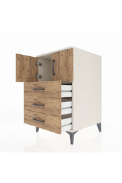 Kronos Komodin Tek Raflı 3 Çekmeceli 2 Kapaklı 60x59x96 Aytaşı-Çam