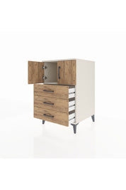 Kronos Komodin Tek Raflı 3 Çekmeceli 2 Kapaklı 60x59x96 Aytaşı-Çam