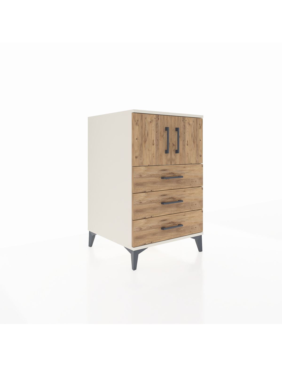 Kronos Komodin Tek Raflı 3 Çekmeceli 2 Kapaklı 60x59x96 Aytaşı-Çam