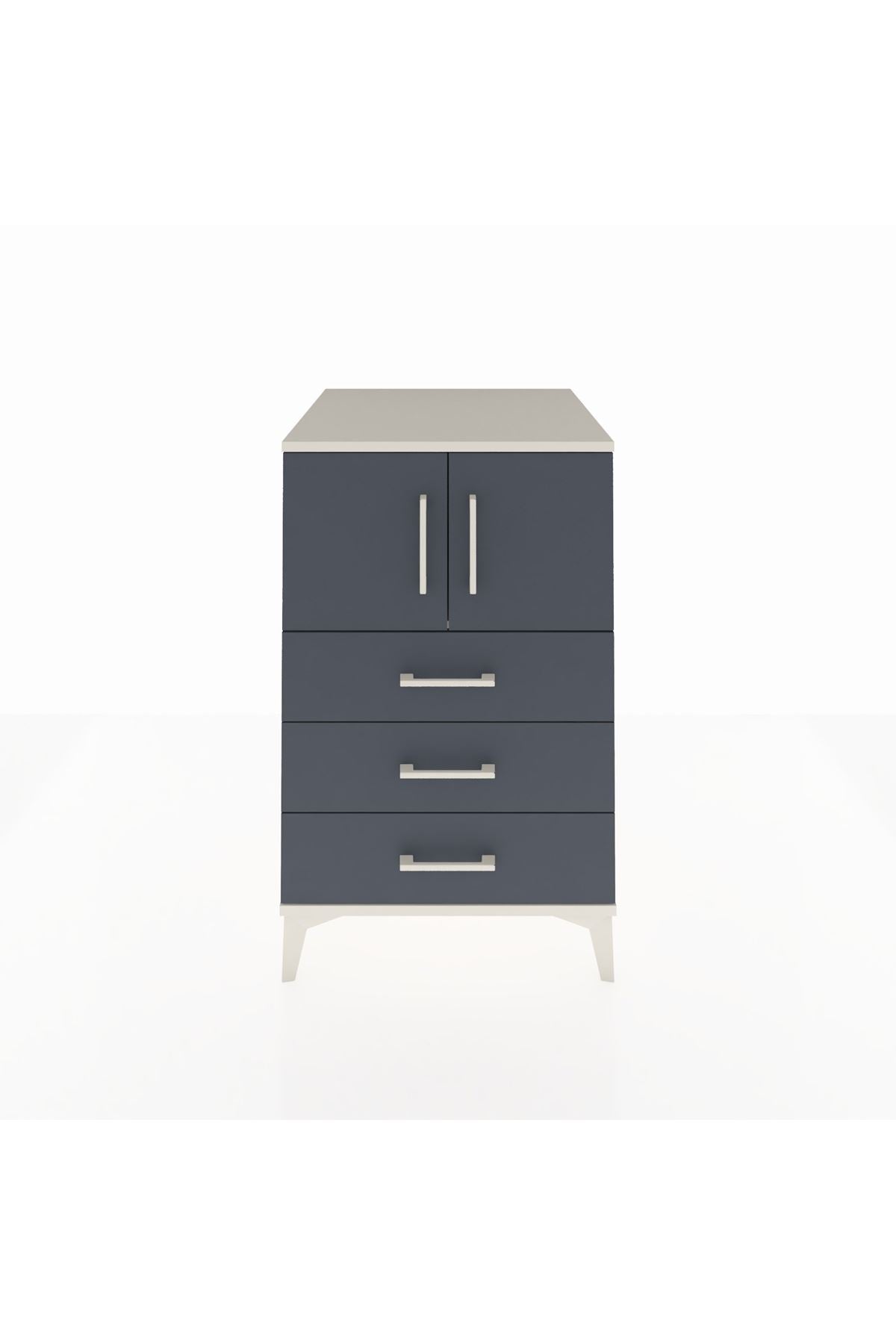 Kronos Komodin Tek Raflı 3 Çekmeceli 2 Kapaklı 60x59x96 Aytaşı-Antrasit