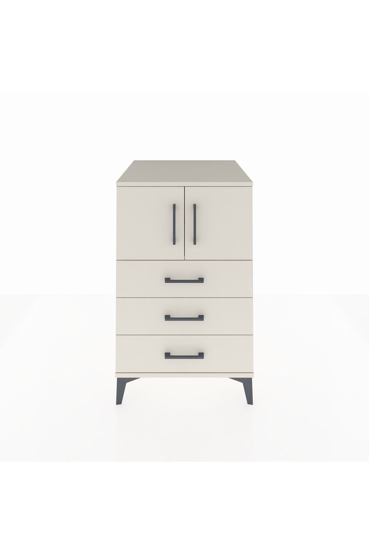 Kronos Komodin Tek Raflı 3 Çekmeceli 2 Kapaklı 60x59x96 Aytaşı-Aytaşı