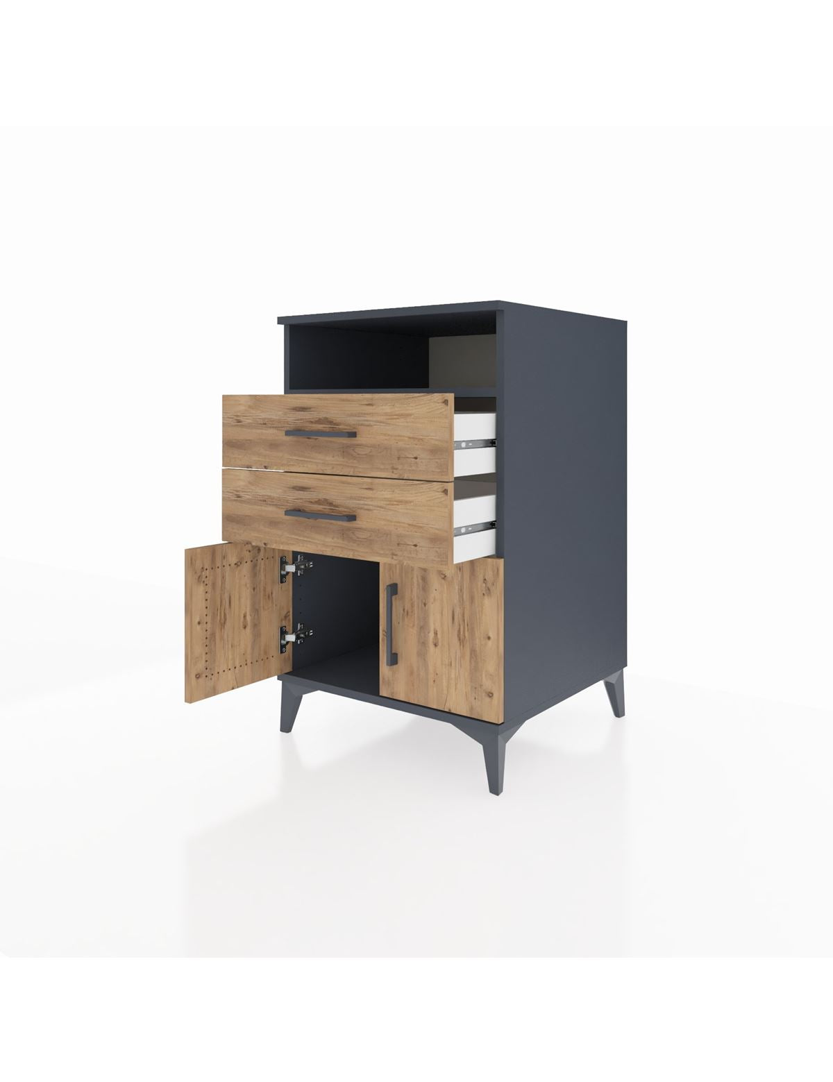 Kronos Komodin Tek Raflı 2 Çekmeceli 2 Kapaklı 60x59x96 - S80M025V6C