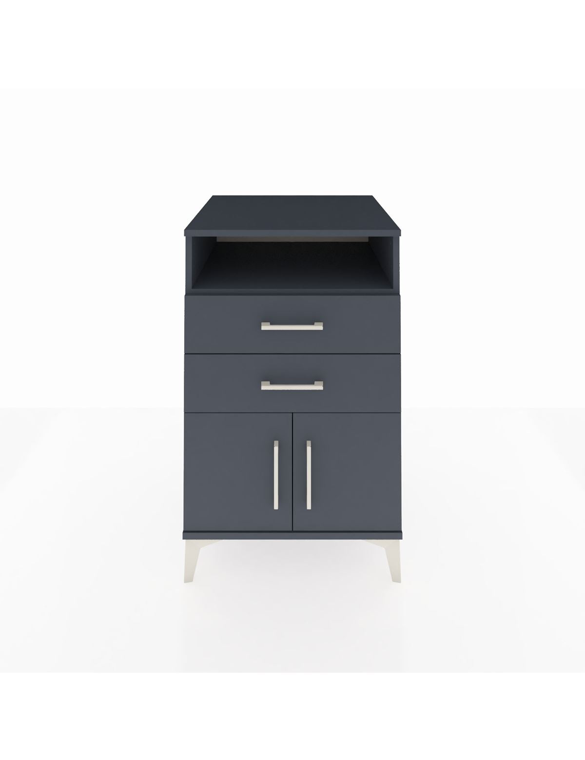 Kronos Komodin Tek Raflı 2 Çekmeceli 2 Kapaklı 60x59x96 Antrasit-Antrasit