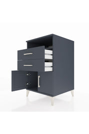 Kronos Komodin Tek Raflı 2 Çekmeceli 2 Kapaklı 60x59x96 Antrasit-Antrasit