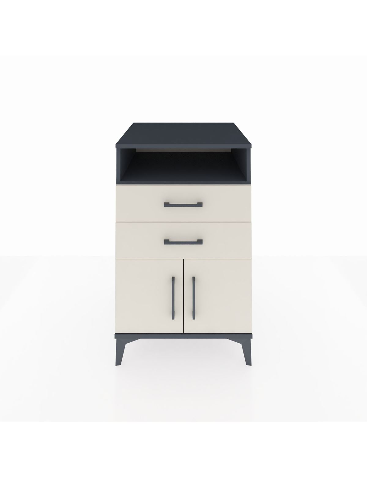 Kronos Komodin Tek Raflı 2 Çekmeceli 2 Kapaklı 60x59x96 Antrasit-Aytaşı