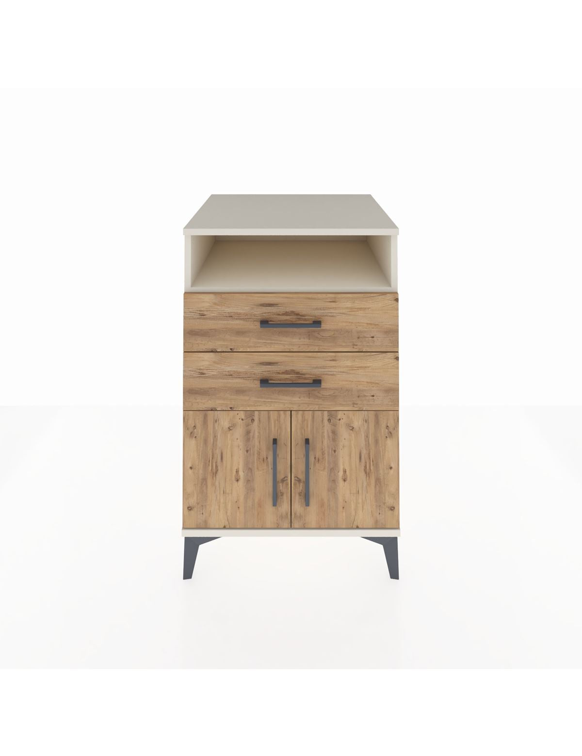 Kronos Komodin Tek Raflı 2 Çekmeceli 2 Kapaklı 60x59x96 Aytaşı-Çam