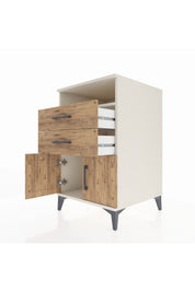 Kronos Komodin Tek Raflı 2 Çekmeceli 2 Kapaklı 60x59x96 Aytaşı-Çam