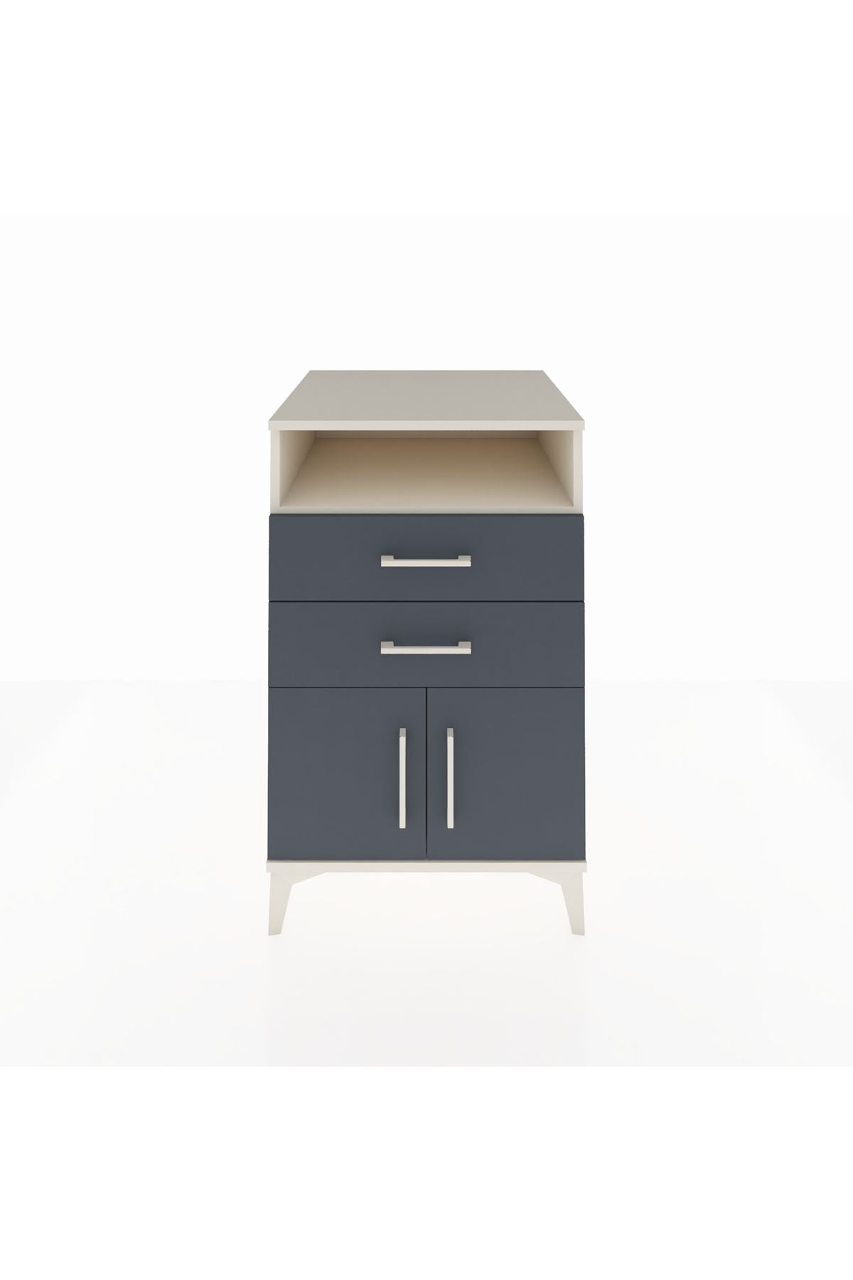 Kronos Komodin Tek Raflı 2 Çekmeceli 2 Kapaklı 60x59x96 Aytaşı-Antrasit