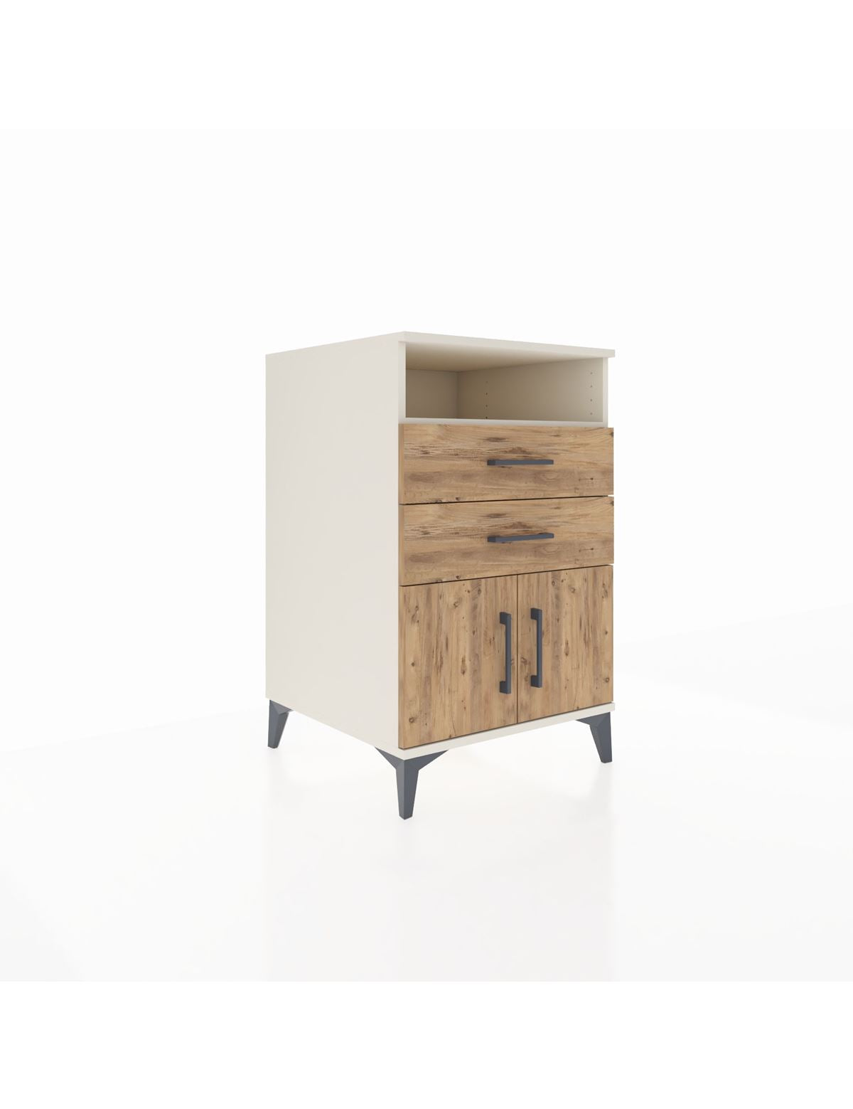 Kronos Komodin Tek Raflı 2 Çekmeceli 2 Kapaklı 60x59x96 Aytaşı-Çam