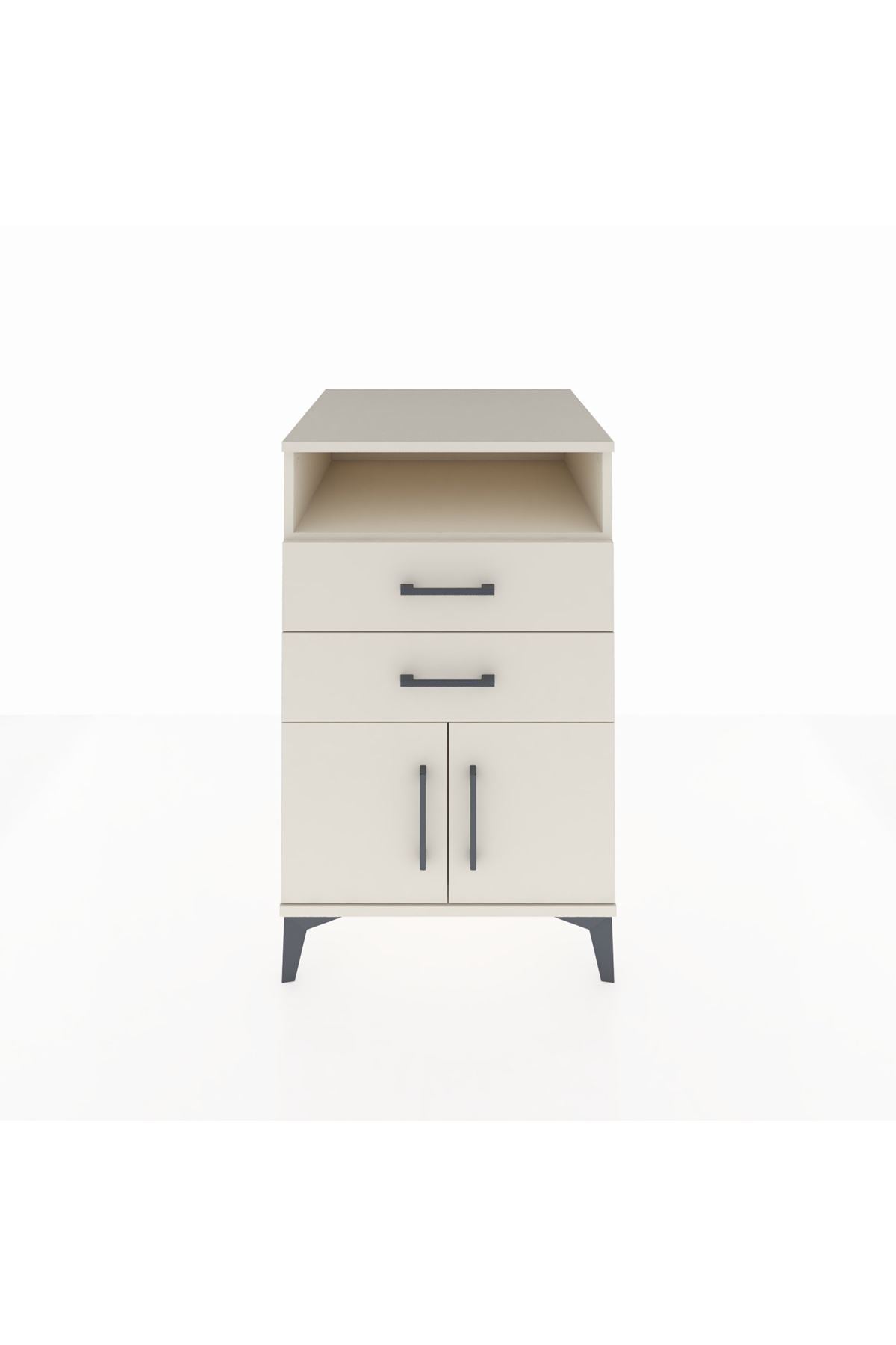 Kronos Komodin Tek Raflı 2 Çekmeceli 2 Kapaklı 60x59x96 Aytaşı-Aytaşı