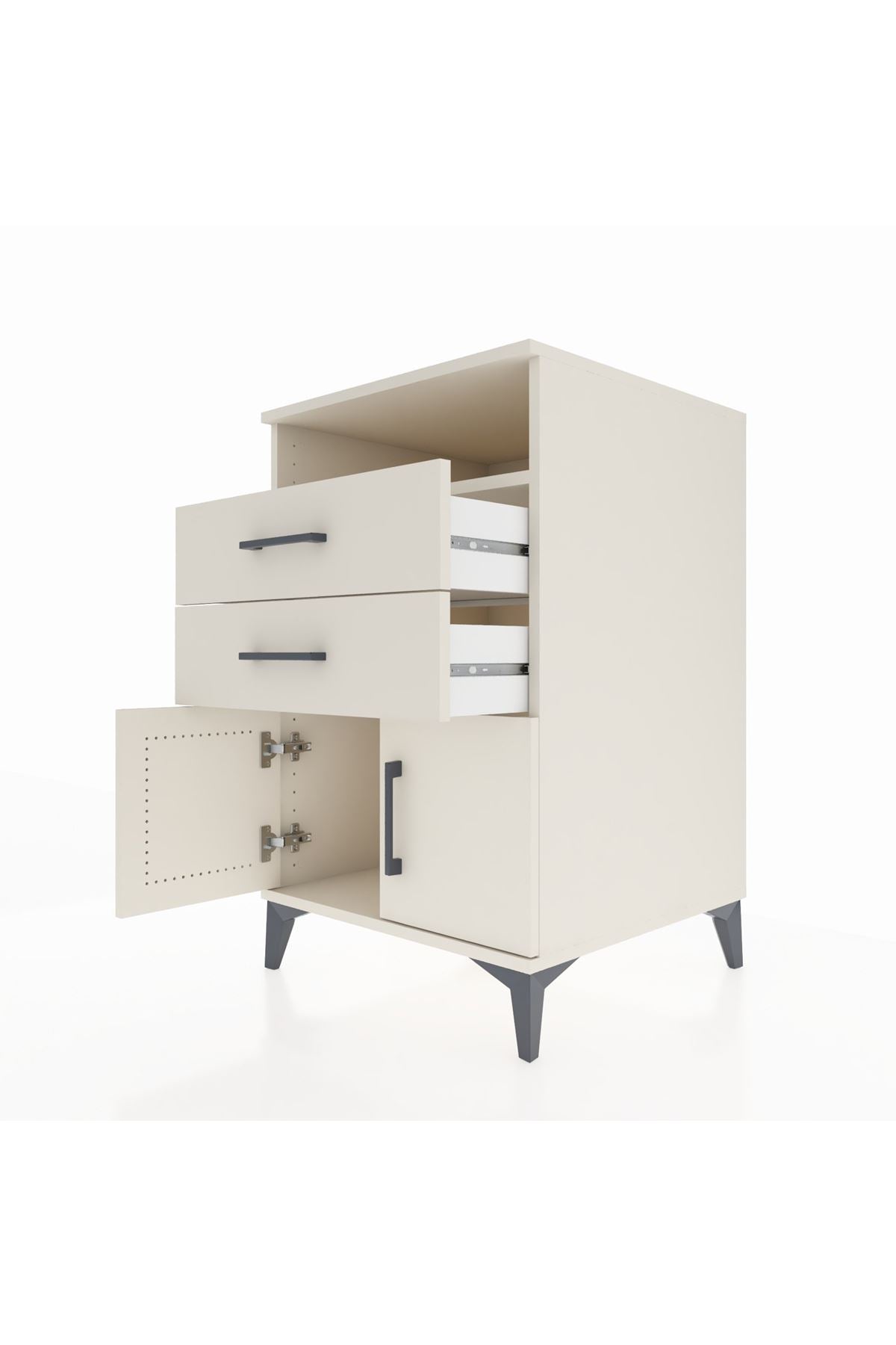 Kronos Komodin Tek Raflı 2 Çekmeceli 2 Kapaklı 60x59x96 Aytaşı-Aytaşı