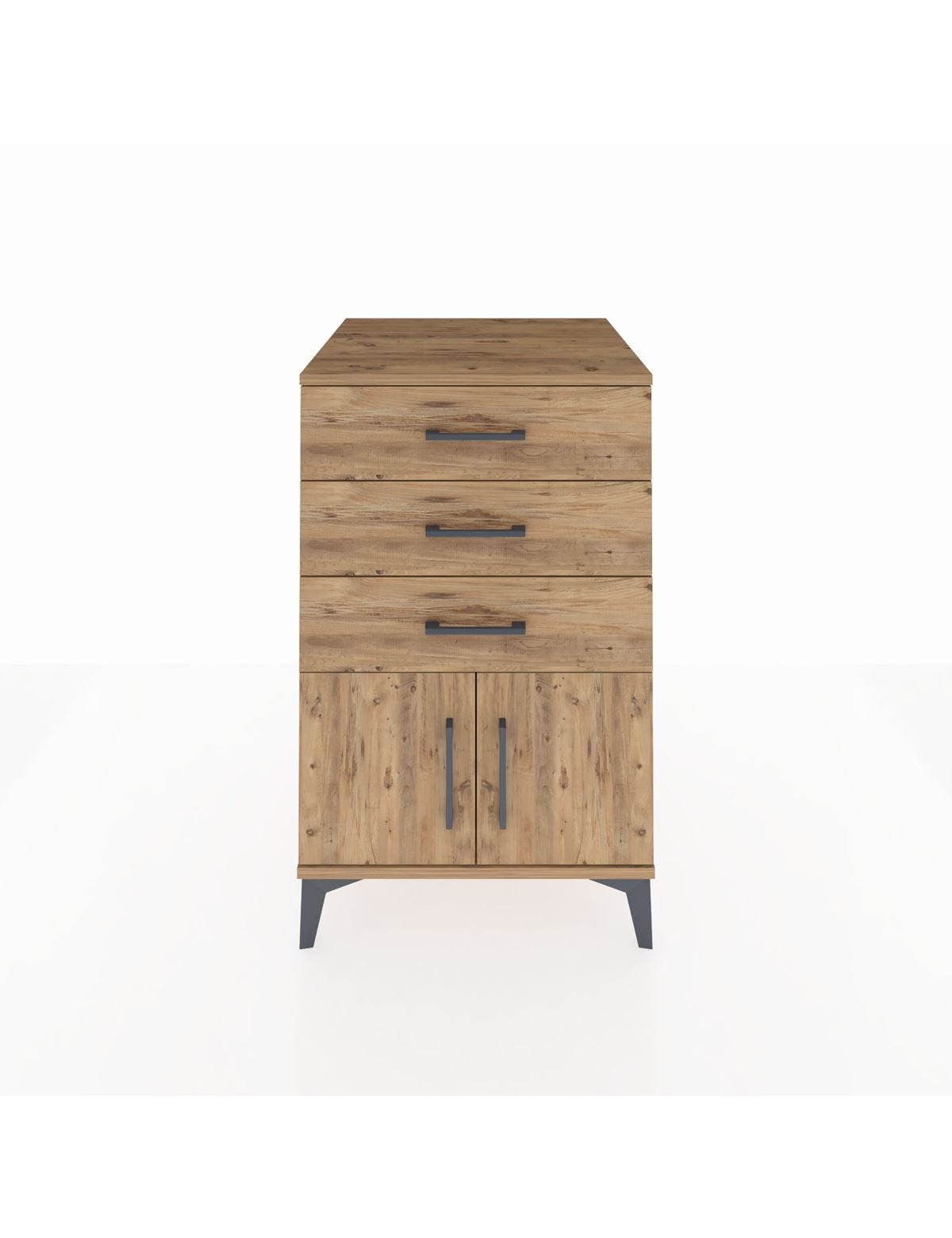 Kronos Komodin 3 Çekmeceli 2 Kapaklı 60x59x96 Çam-Çam