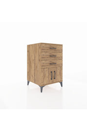 Kronos Komodin 3 Çekmeceli 2 Kapaklı 60x59x96 Çam-Çam