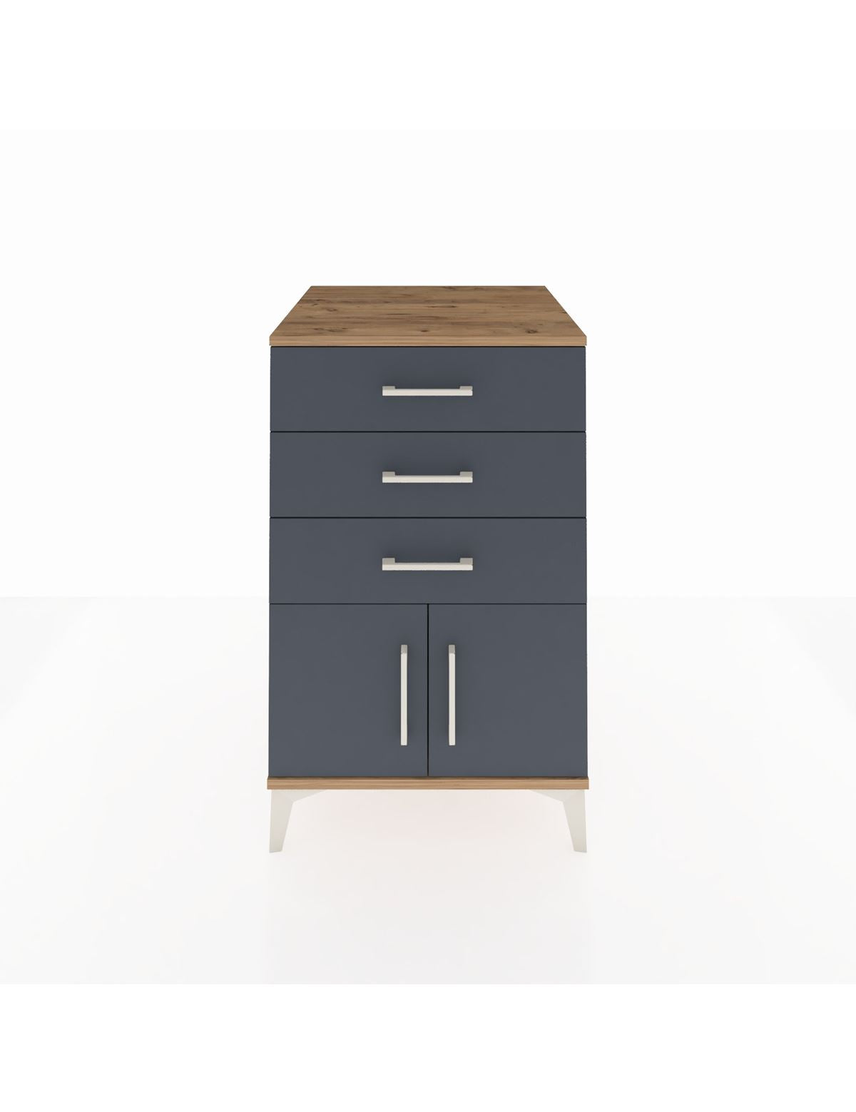 Kronos Komodin 3 Çekmeceli 2 Kapaklı 60x59x96 Çam-Antrasit