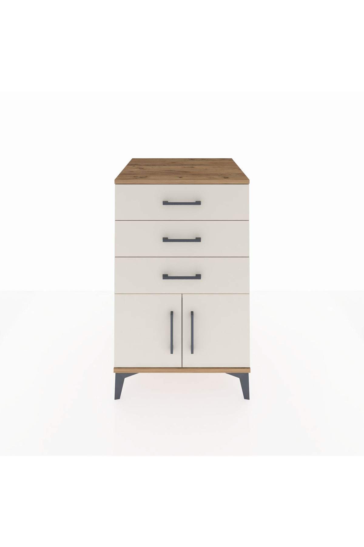 Kronos Komodin 3 Çekmeceli 2 Kapaklı 60x59x96 Çam-Aytaşı