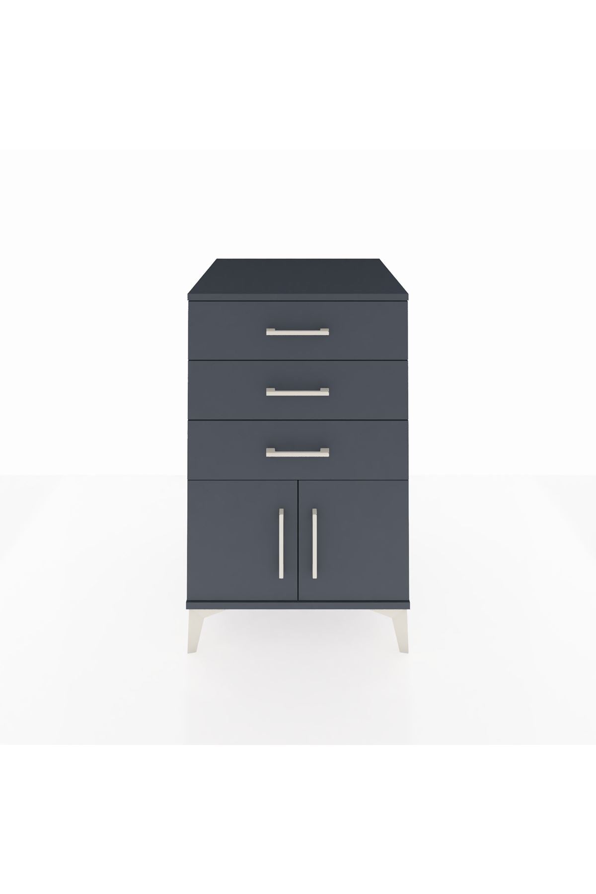 Kronos Komodin 3 Çekmeceli 2 Kapaklı 60x59x96 Antrasit-Antrasit