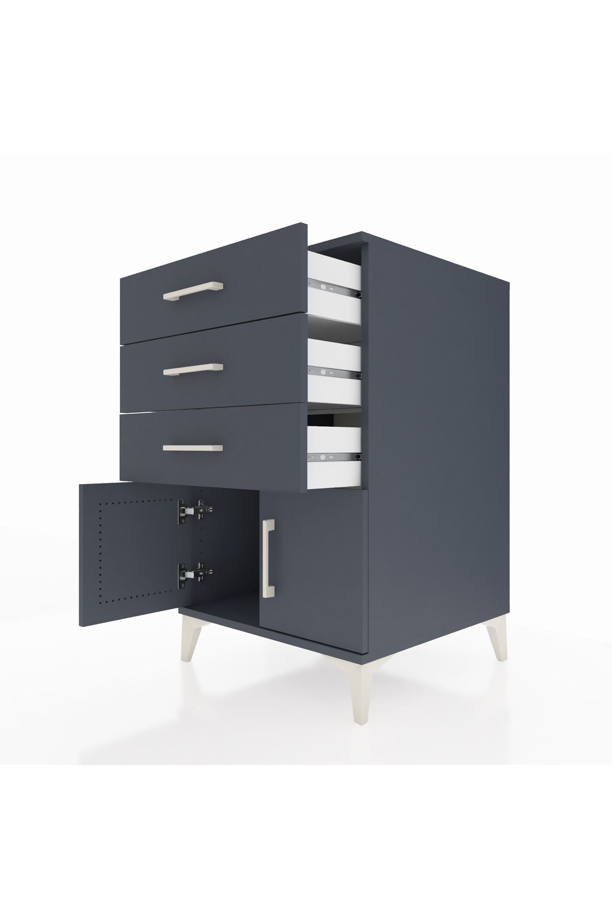 Kronos Komodin 3 Çekmeceli 2 Kapaklı 60x59x96 Antrasit-Antrasit