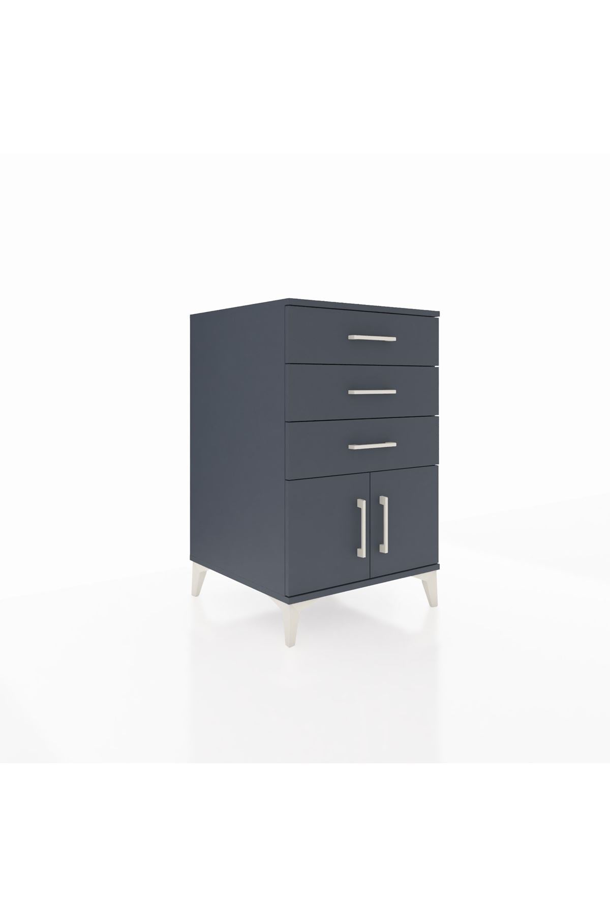 Kronos Komodin 3 Çekmeceli 2 Kapaklı 60x59x96 Antrasit-Antrasit