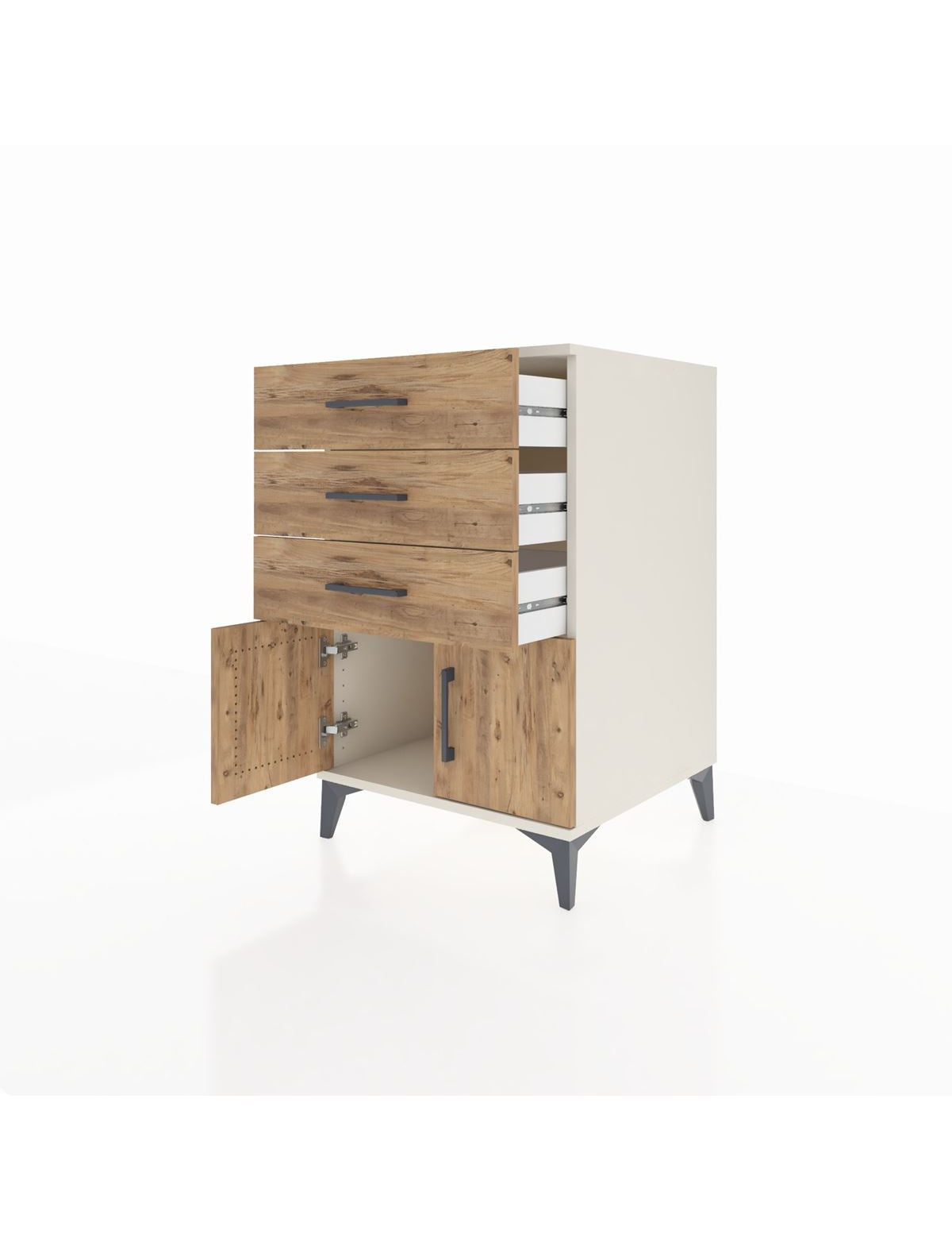 Kronos Komodin 3 Çekmeceli 2 Kapaklı 60x59x96 - S80M024V3C