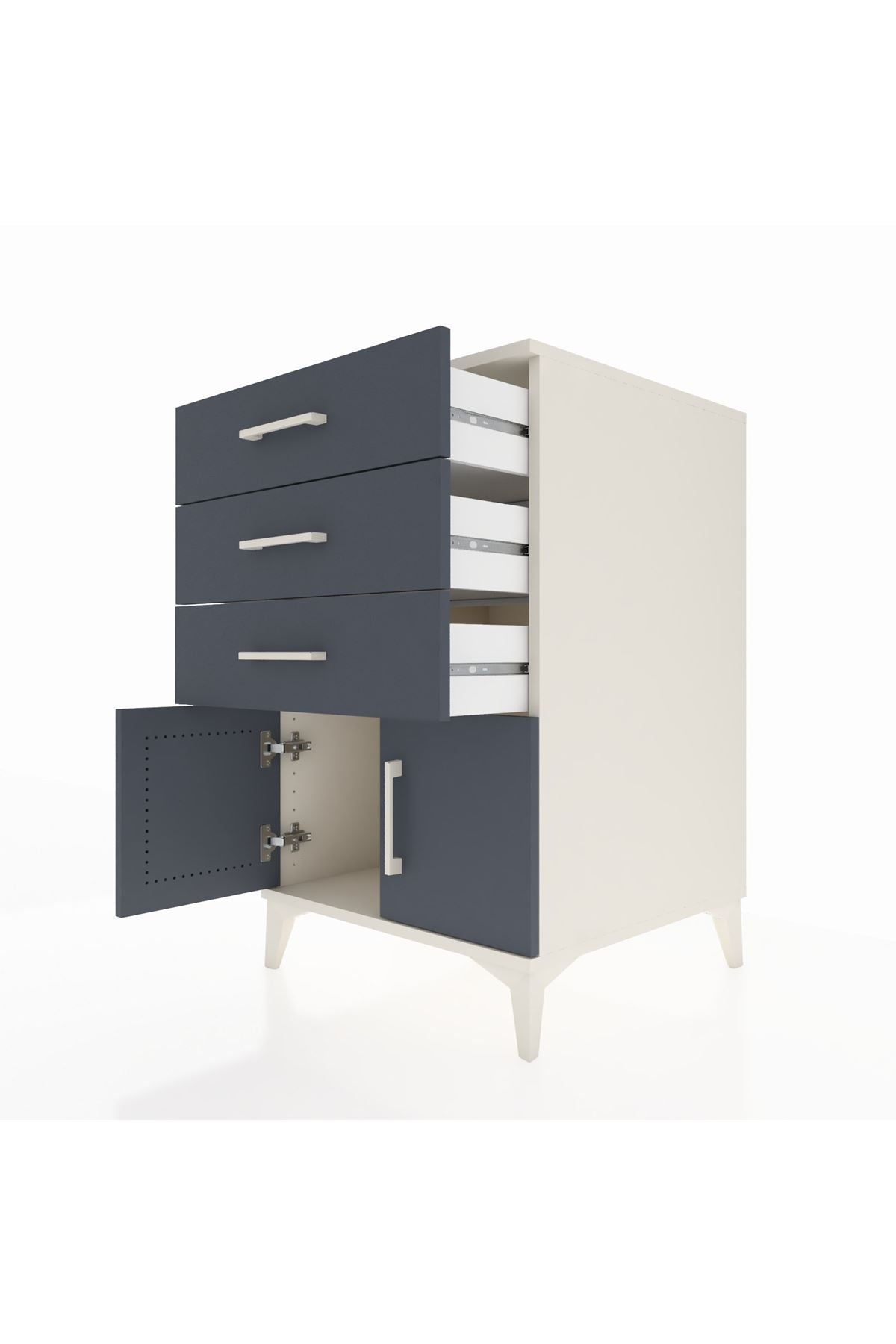 Kronos Komodin 3 Çekmeceli 2 Kapaklı 60x59x96 Aytaşı-Antrasit