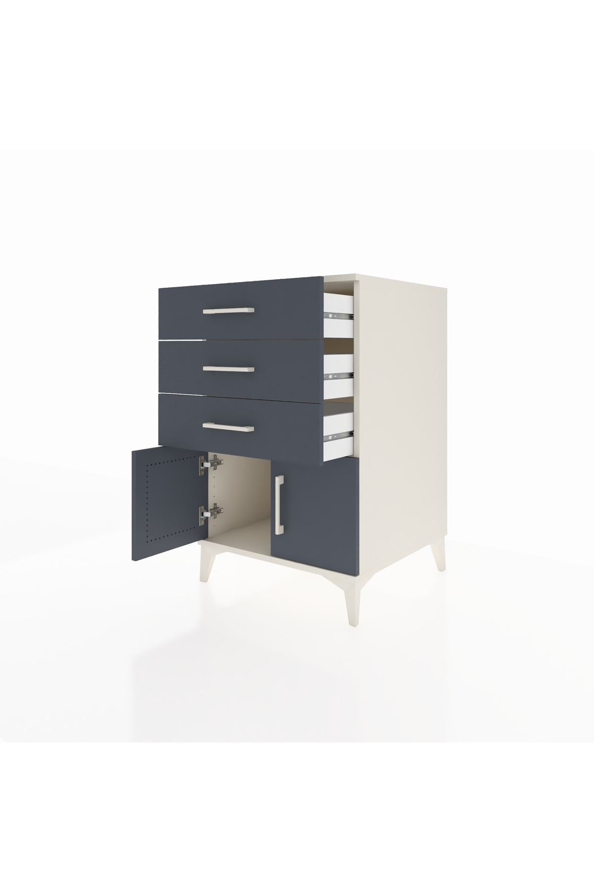 Kronos Komodin 3 Çekmeceli 2 Kapaklı 60x59x96 Aytaşı-Antrasit