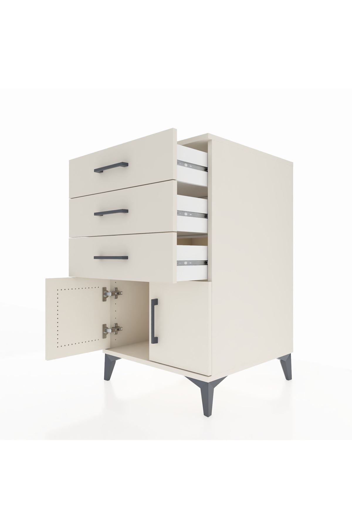 Kronos Komodin 3 Çekmeceli 2 Kapaklı 60x59x96 Aytaşı-Aytaşı