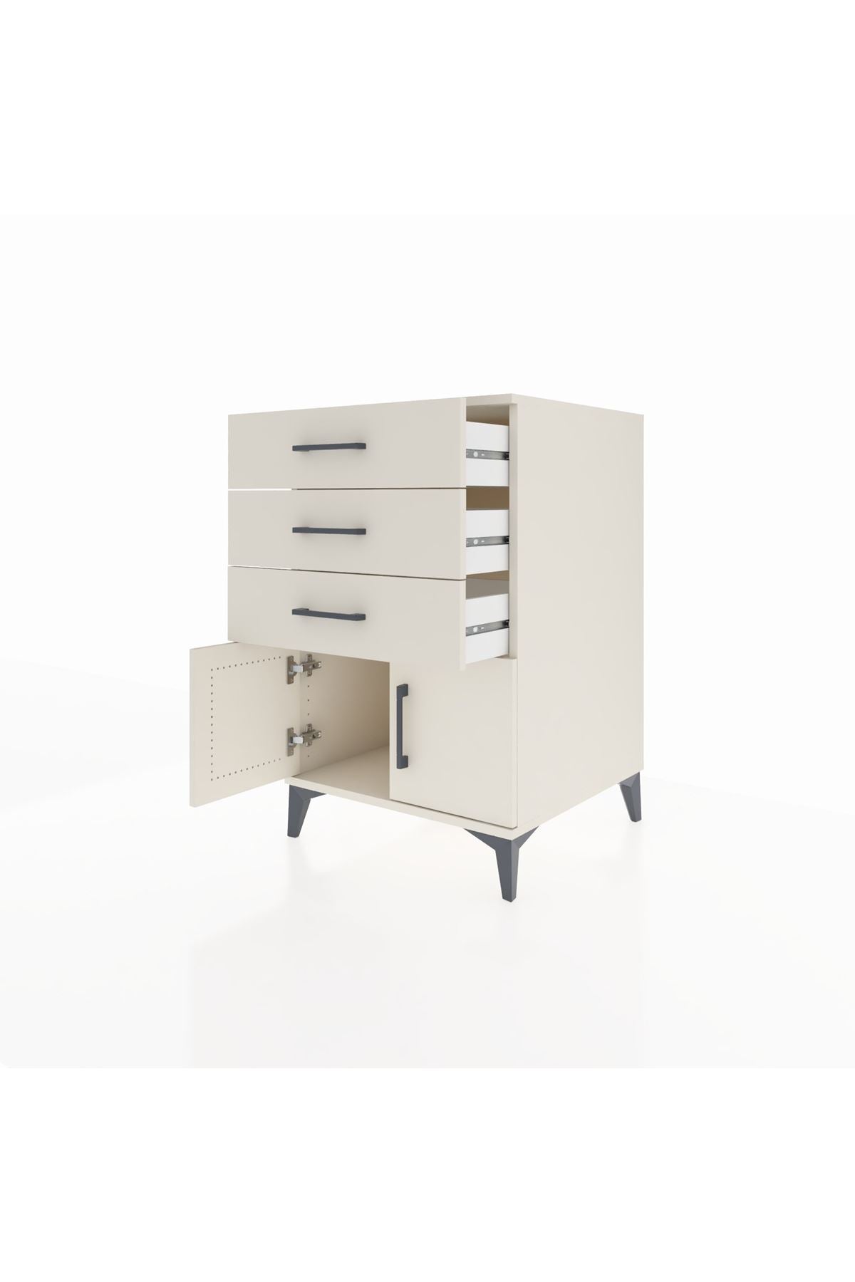 Kronos Komodin 3 Çekmeceli 2 Kapaklı 60x59x96 Aytaşı-Aytaşı