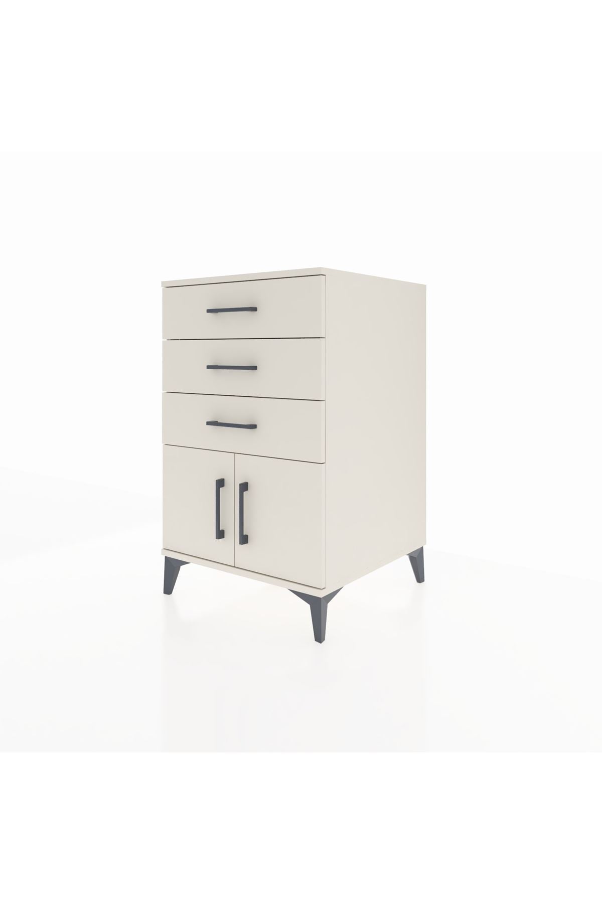 Kronos Komodin 3 Çekmeceli 2 Kapaklı 60x59x96 Aytaşı-Aytaşı