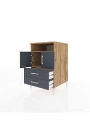 Kronos Komodin 2 Raflı 2 Çekmeceli 2 Kapaklı 60x59x96 Çam-Antrasit