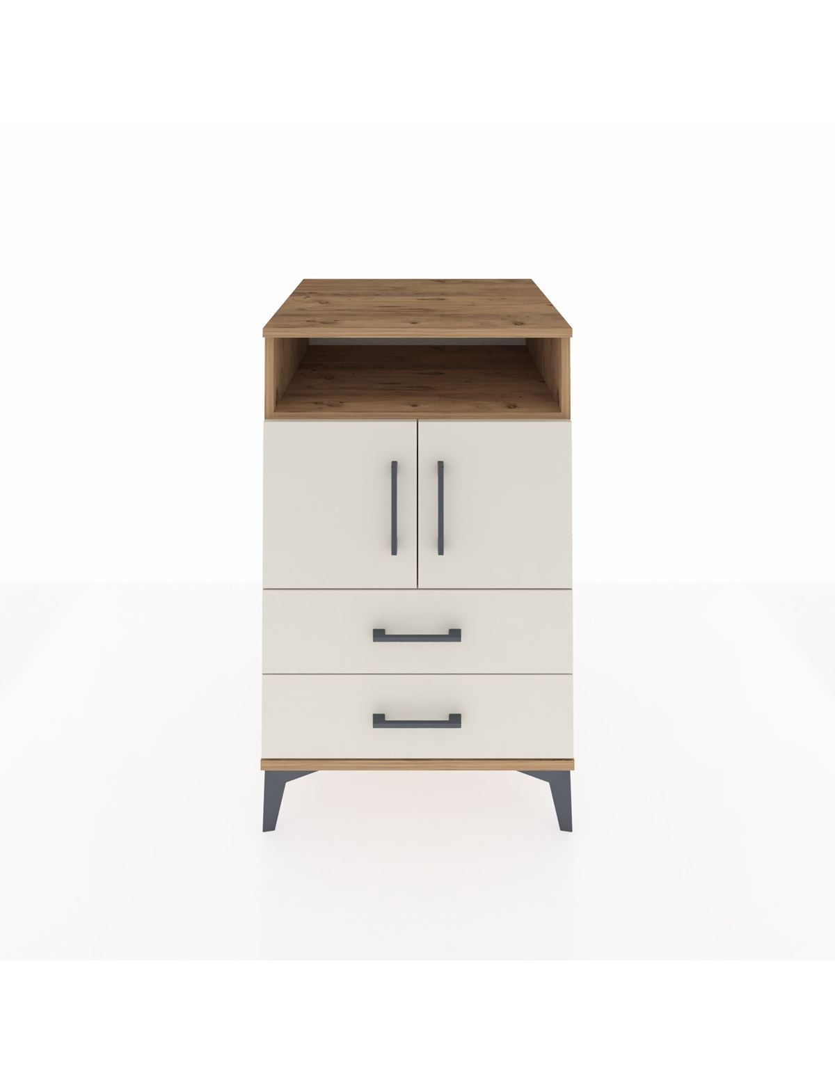 Kronos Komodin 2 Raflı 2 Çekmeceli 2 Kapaklı 60x59x96 Çam-Aytaşı