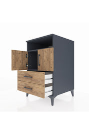 Kronos Komodin 2 Raflı 2 Çekmeceli 2 Kapaklı 60x59x96 Antrasit-Çam