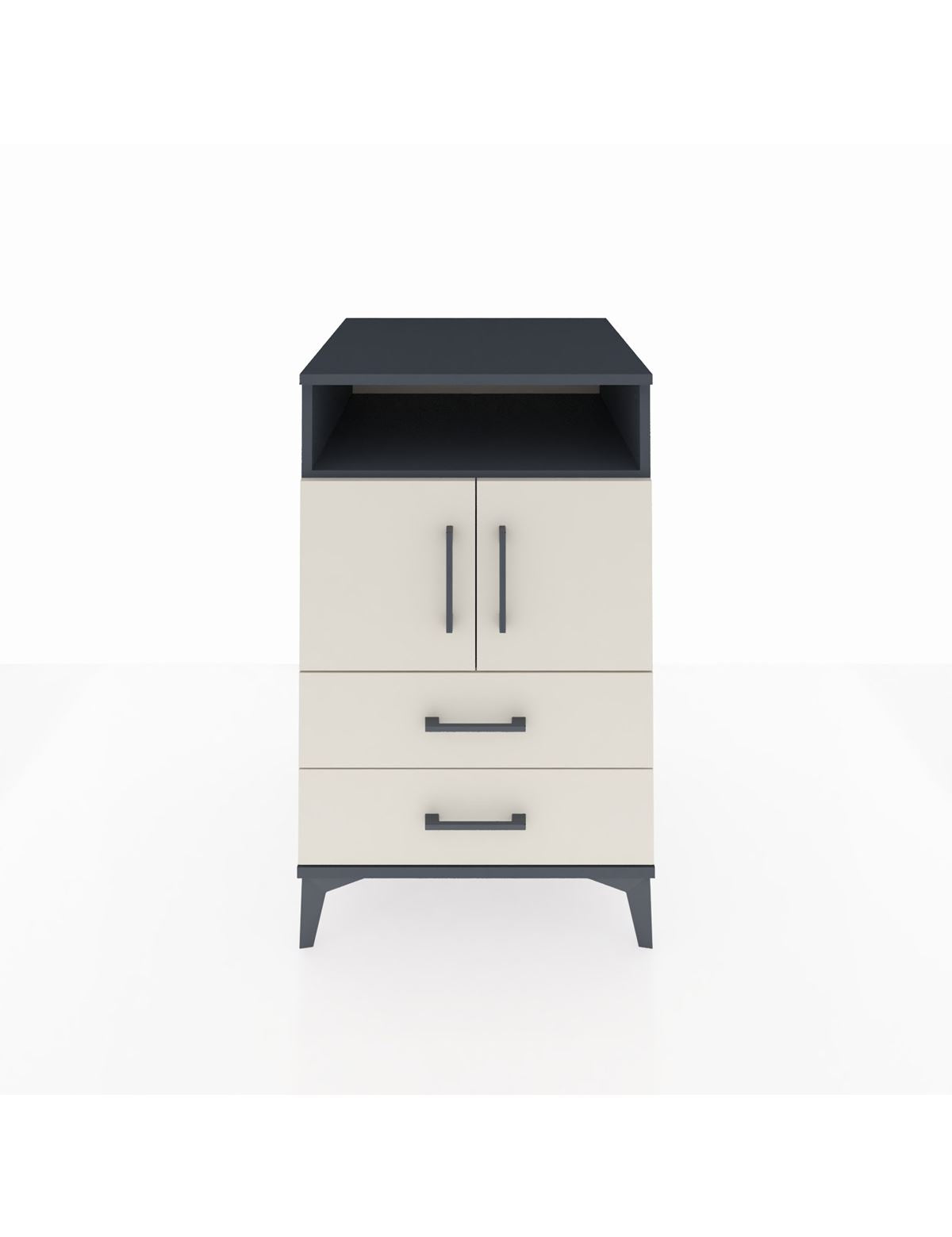 Kronos Komodin 2 Raflı 2 Çekmeceli 2 Kapaklı 60x59x96 Antrasit-Aytaşı