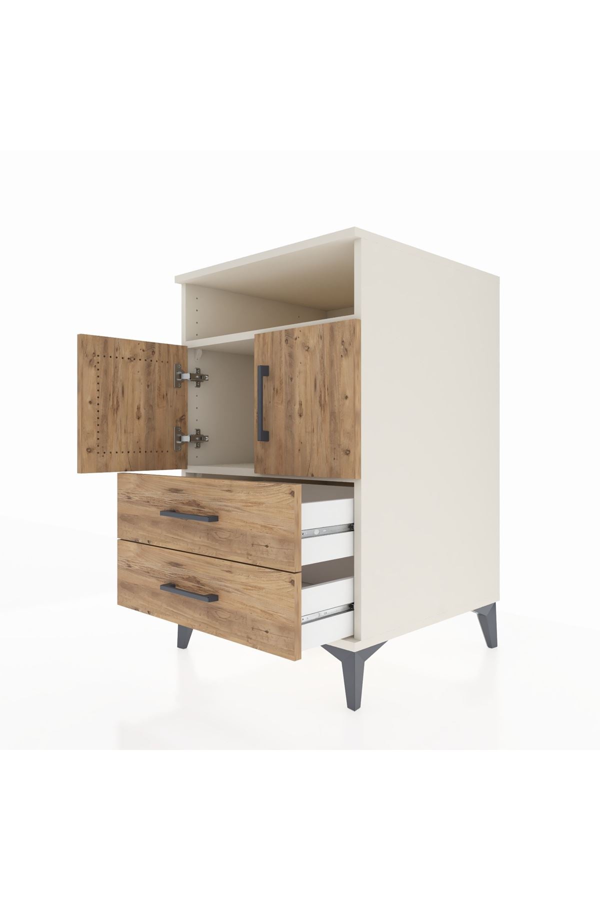 Kronos Komodin 2 Raflı 2 Çekmeceli 2 Kapaklı 60x59x96 Aytaşı-Çam