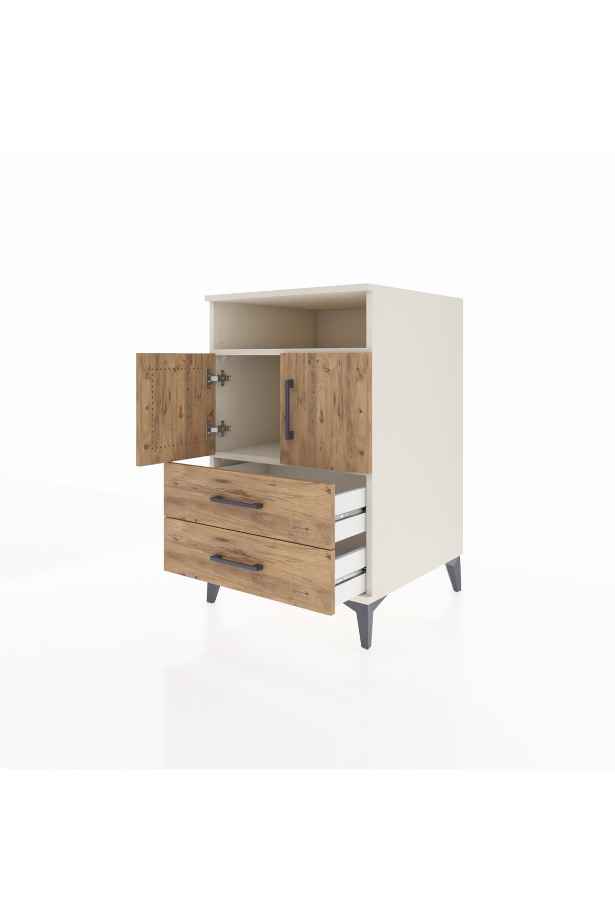 Kronos Komodin 2 Raflı 2 Çekmeceli 2 Kapaklı 60x59x96 Aytaşı-Çam