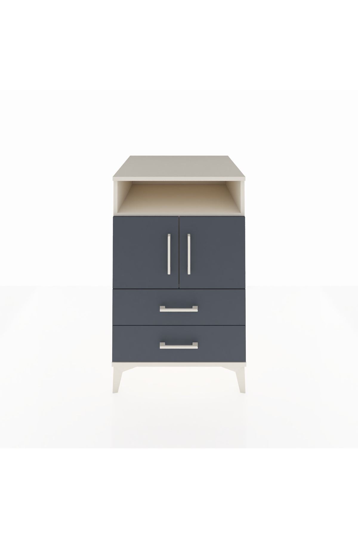 Kronos Komodin 2 Raflı 2 Çekmeceli 2 Kapaklı 60x59x96 Aytaşı-Antrasit