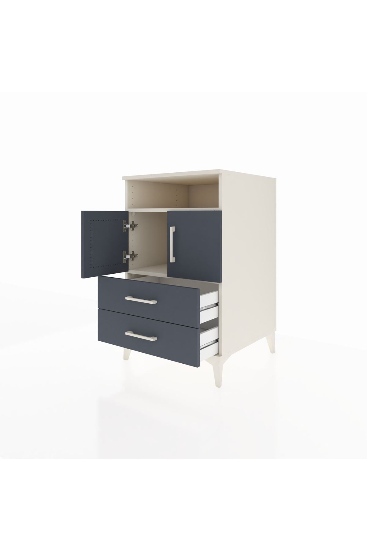 Kronos Komodin 2 Raflı 2 Çekmeceli 2 Kapaklı 60x59x96 Aytaşı-Antrasit