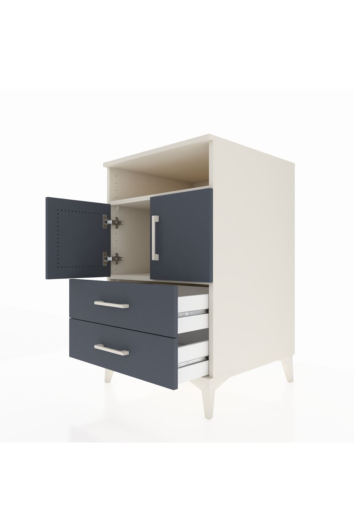 Kronos Komodin 2 Raflı 2 Çekmeceli 2 Kapaklı 60x59x96 Aytaşı-Antrasit