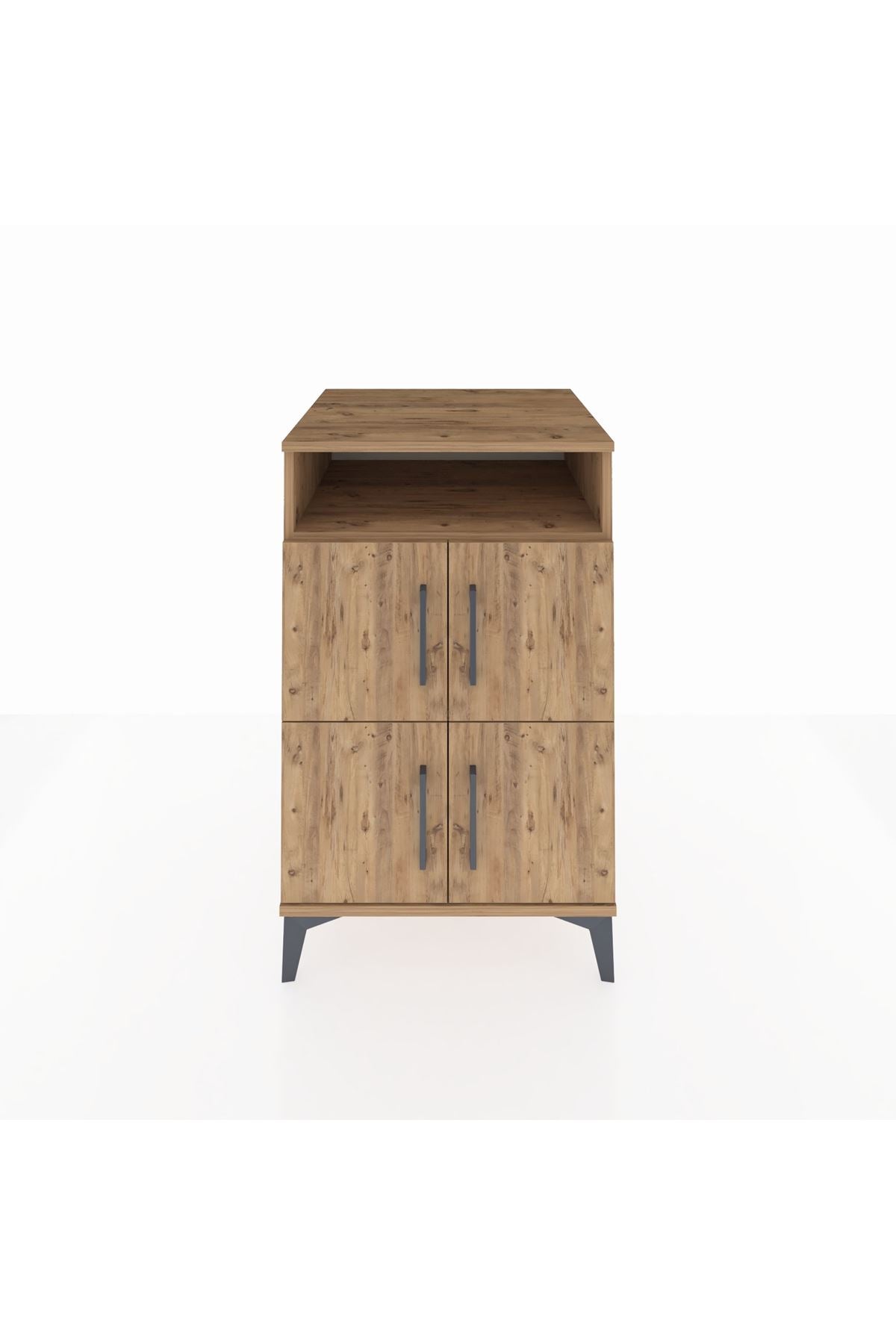 Kronos Komodin 2 Raflı 4 Kapaklı 60x59x96 Çam-Çam