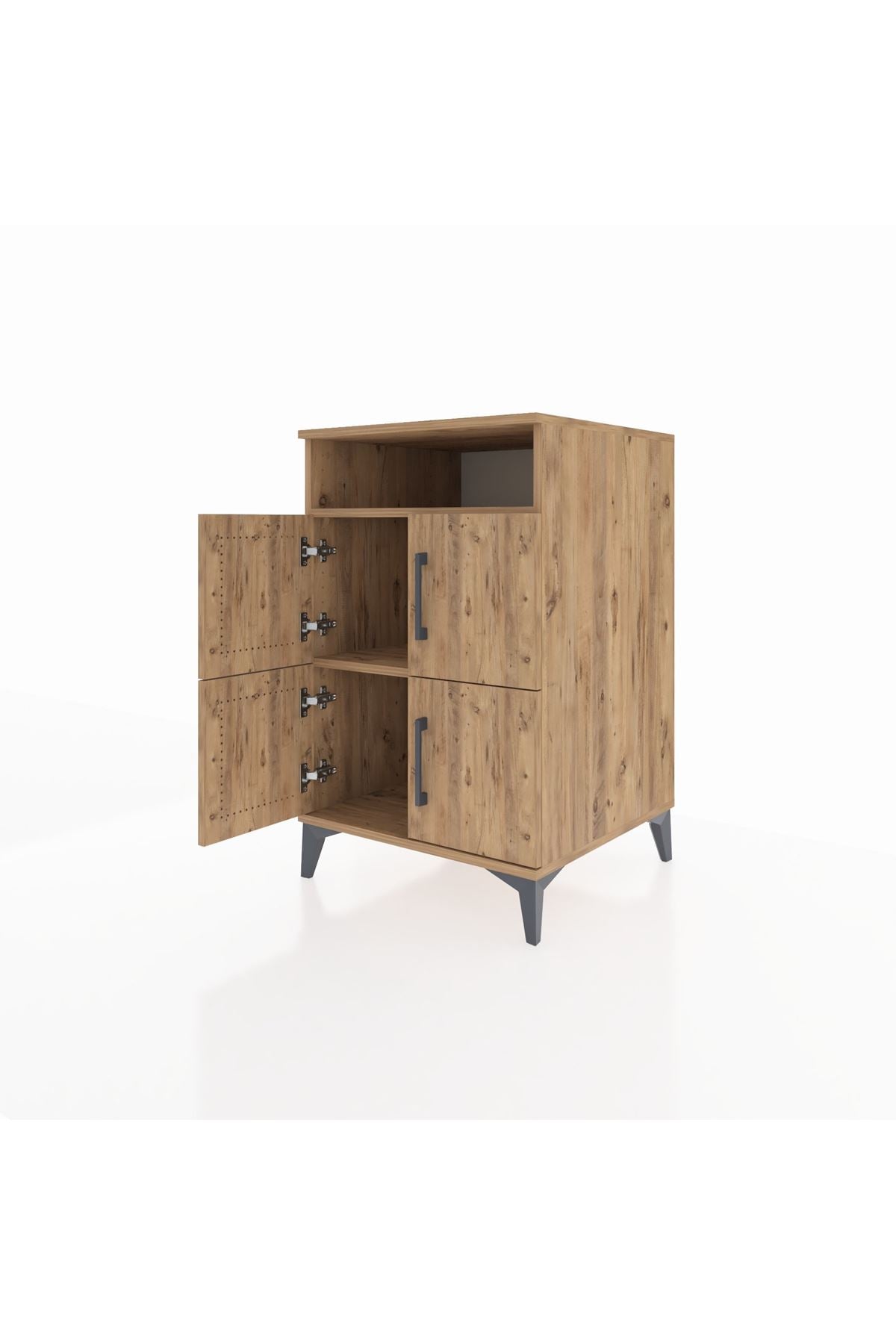 Kronos Komodin 2 Raflı 4 Kapaklı 60x59x96 Çam-Çam