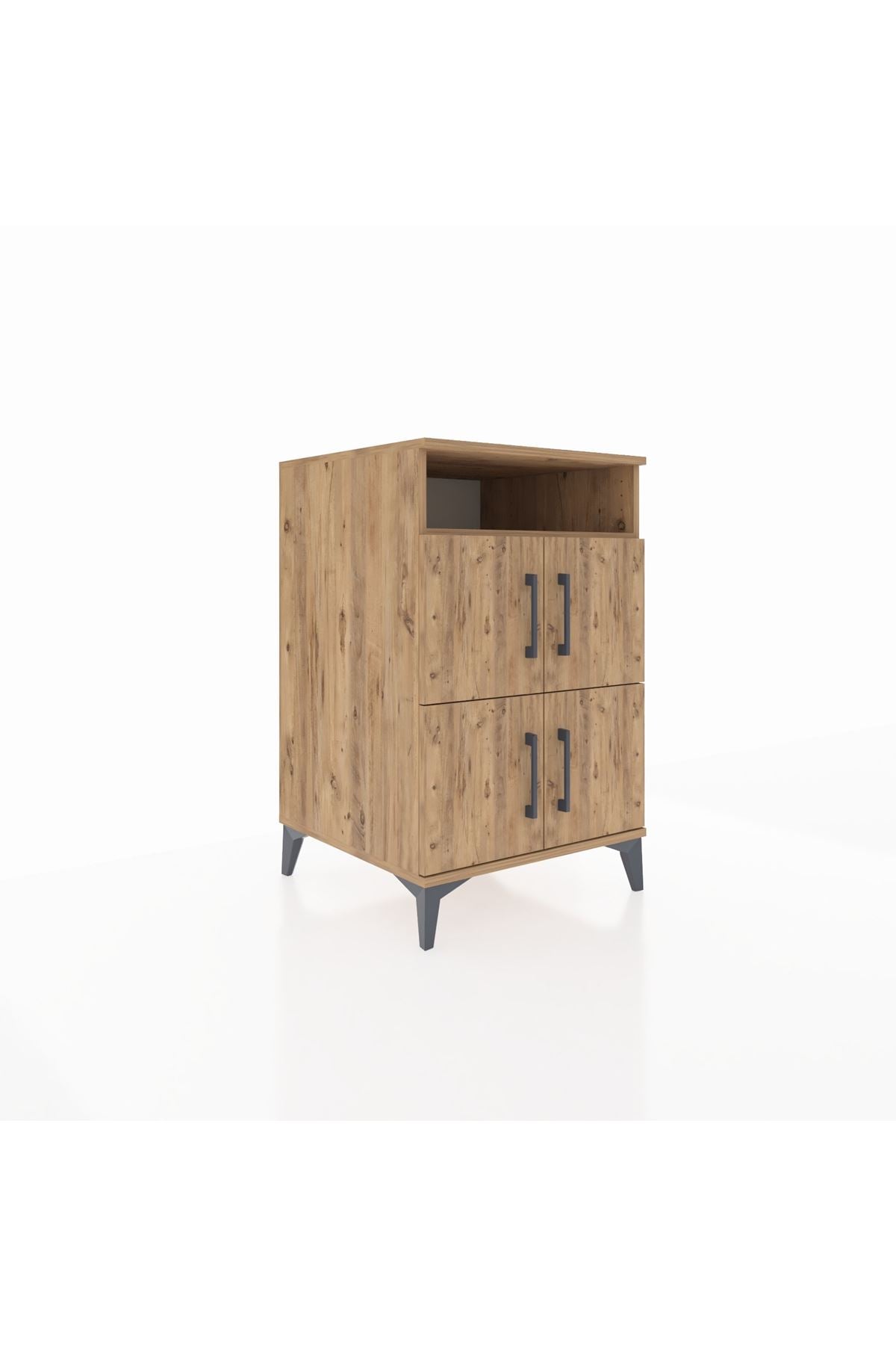 Kronos Komodin 2 Raflı 4 Kapaklı 60x59x96 Çam-Çam